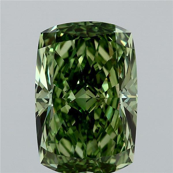 5.03 Ct. Fancy Vivid Green Cushion Lab Grown Diamond