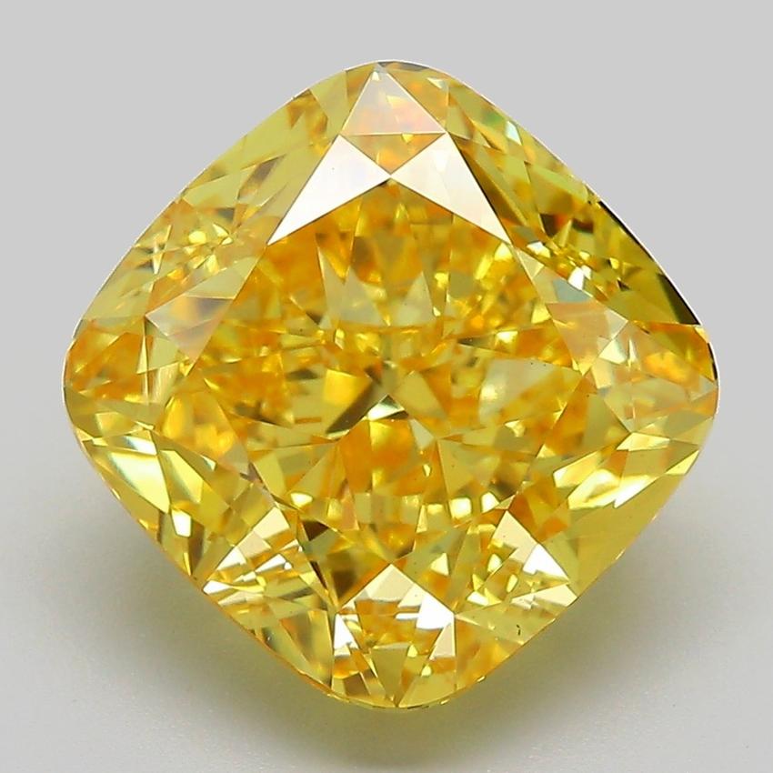 6.60 Ct. Fancy Vivid Yellow Cushion Lab Grown Diamond