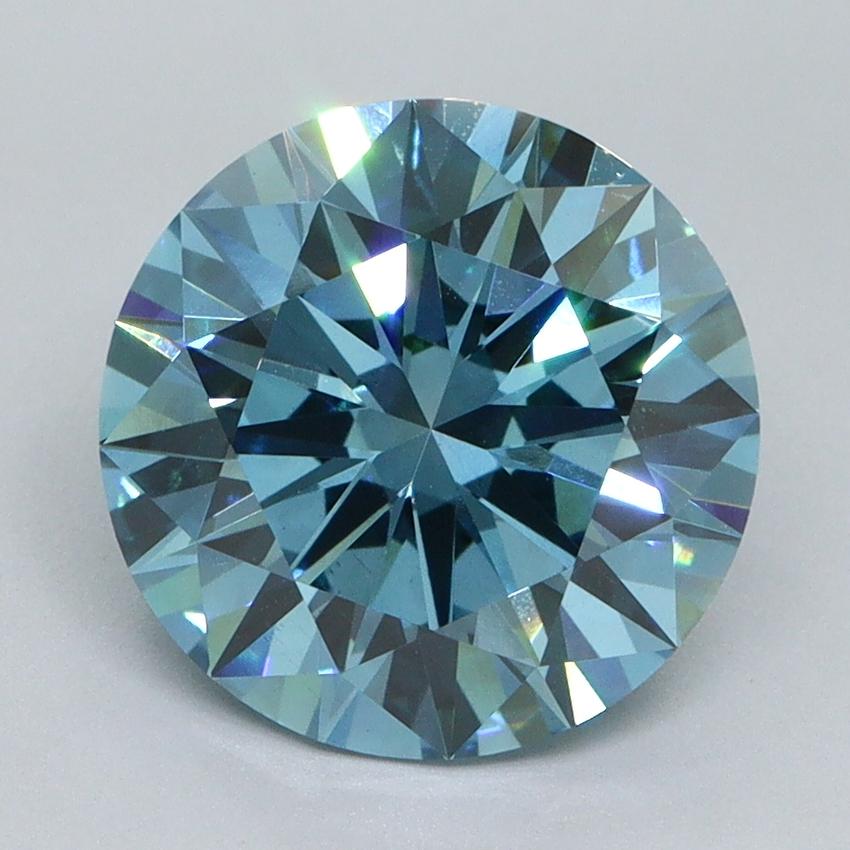 3.08 Ct. Fancy Vivid Malibu Blue Round Lab Grown Diamond