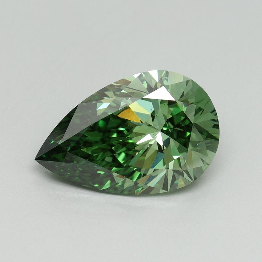 3.14 Ct. Fancy Vivid Green Pear Lab Grown Diamond