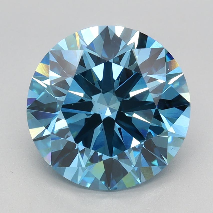 3.17 Ct. Fancy Vivid Blue Round Lab Grown Diamond