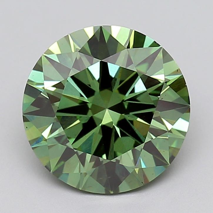 4.28 Ct. Fancy Vivid  Green Round Lab Grown Diamond