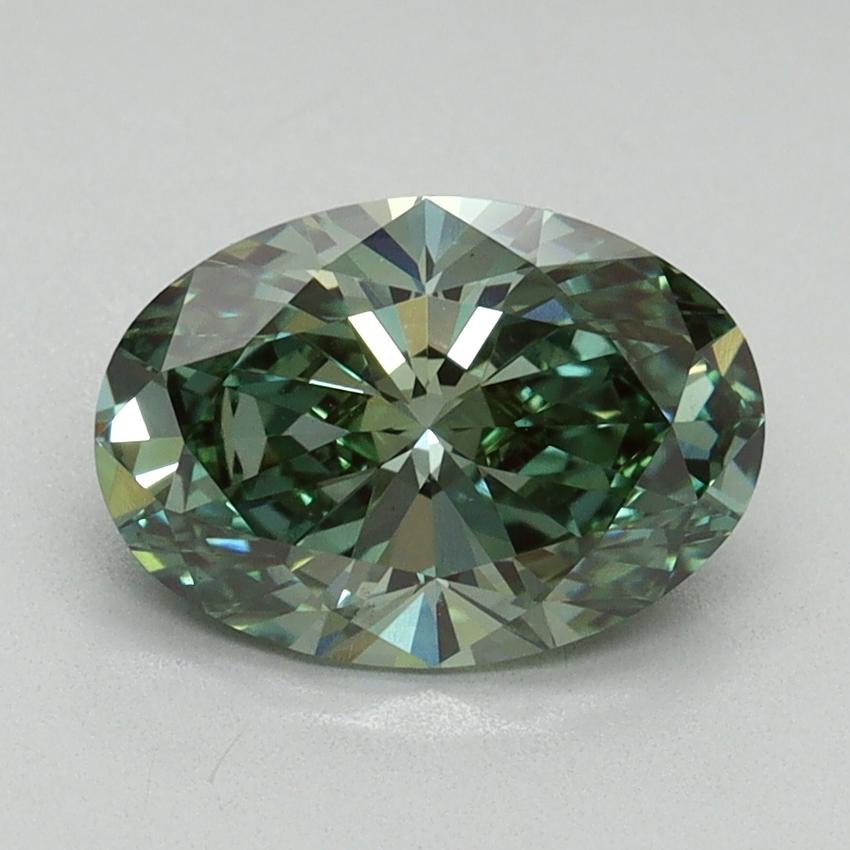 1.59 Ct. Fancy Vivid Green Oval Lab Grown Diamond