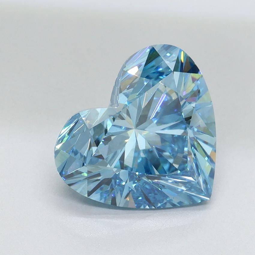 3.14 Ct. Fancy Vivid Malibu Blue Heart Lab Grown Diamond