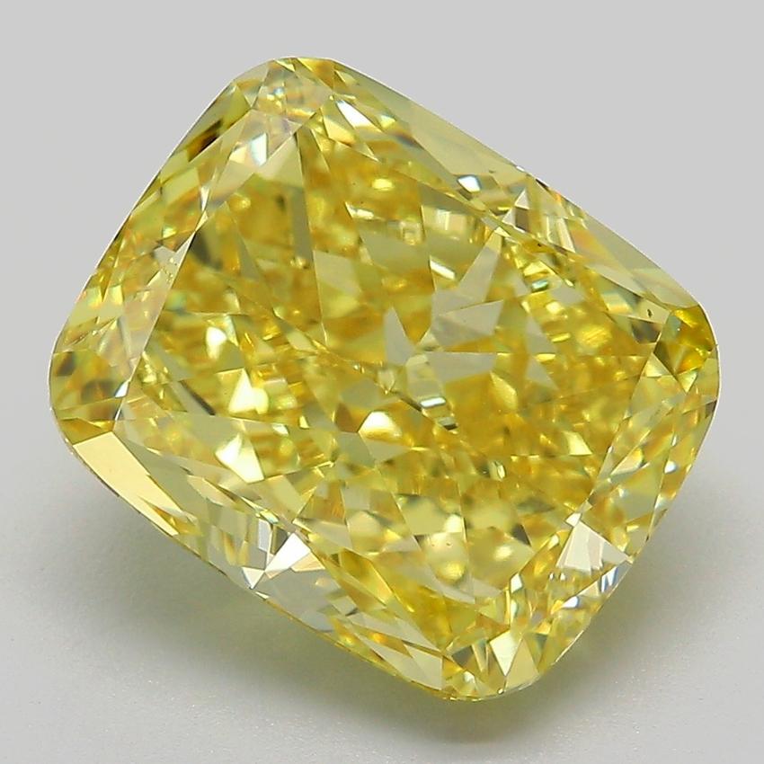 6.67 Ct. Fancy Vivid  Yellow Cushion Lab Grown Diamond