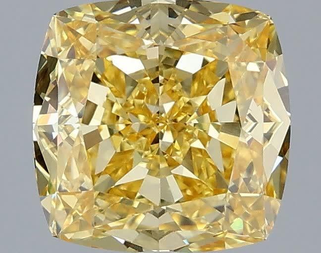 2.59 Ct. Fancy Intense Yellow Cushion Lab Grown Diamond