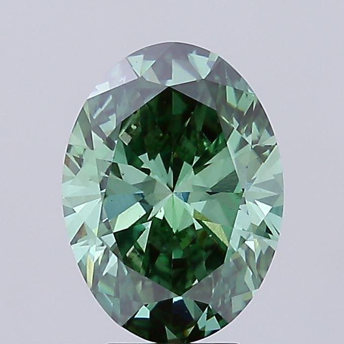 4.04 Ct. Fancy Vivid Green Oval Lab Grown Diamond
