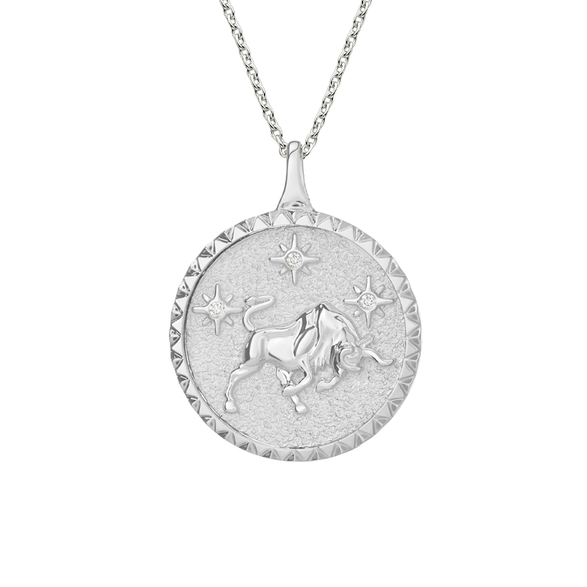 Diamond Accented Taurus Zodiac Necklace 