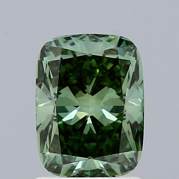 1.51 Ct. Fancy Vivid Green Cushion Lab Grown Diamond