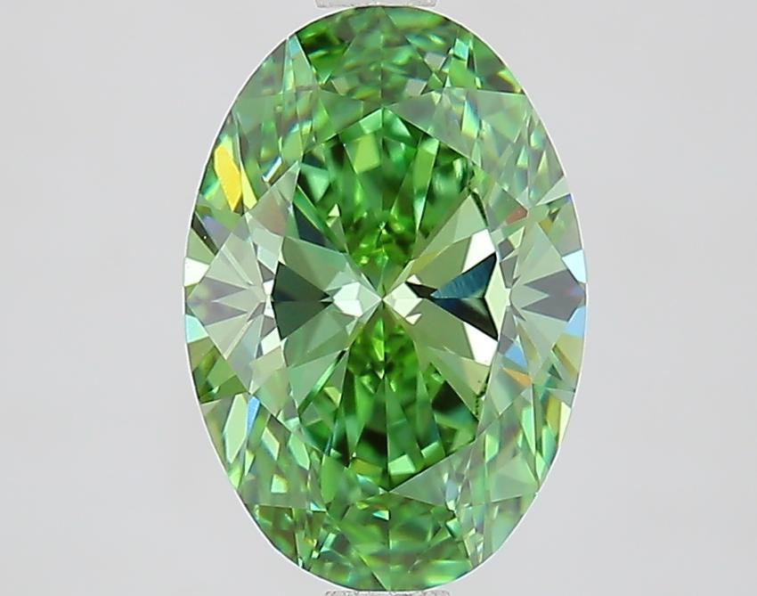 2.00 Ct. Fancy Vivid Green Oval Lab Grown Diamond