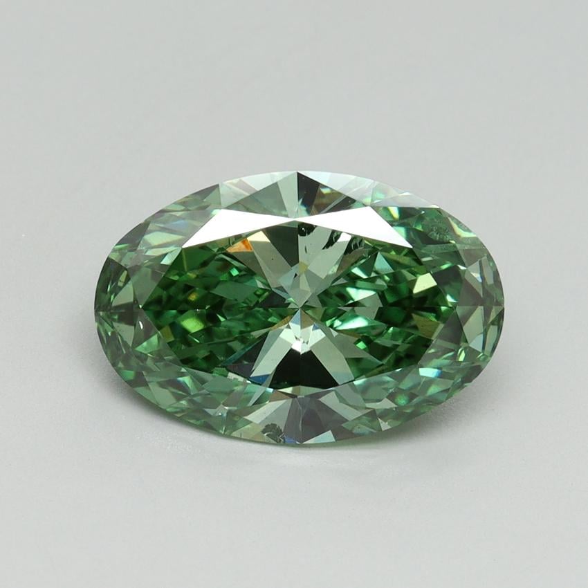 3.01 Ct. Fancy Vivid Pacific Green Oval Lab Grown Diamond