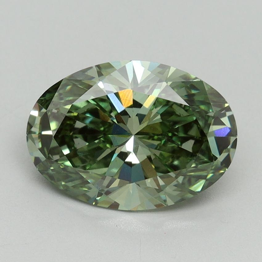 2.26 Ct. Fancy Vivid Green Oval Lab Grown Diamond