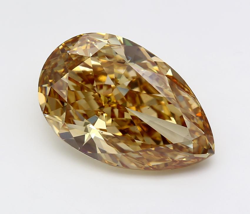 20.49 Ct. Fancy Intense Brown Yellow Pear Lab Grown Diamond