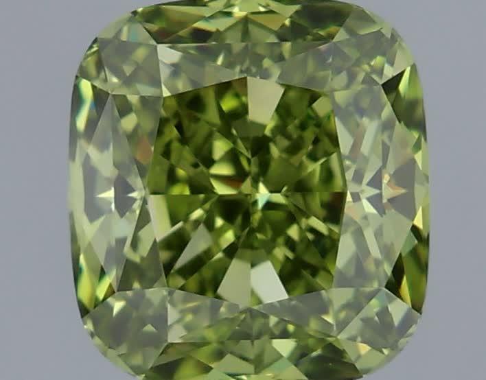 1.12 Ct. Fancy Vivid Green Cushion Lab Grown Diamond