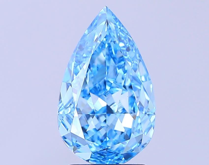 3.24 Ct. Fancy Vivid  Blue Pear Lab Grown Diamond