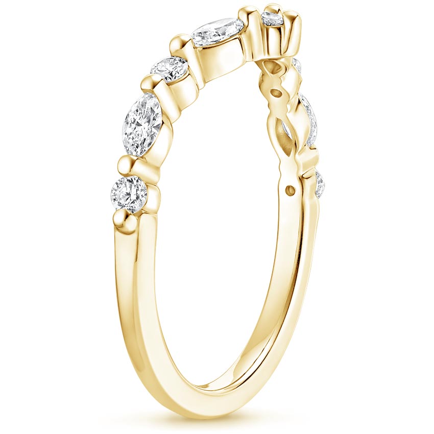 18K Yellow Gold Curved Versailles Diamond Ring, large side view