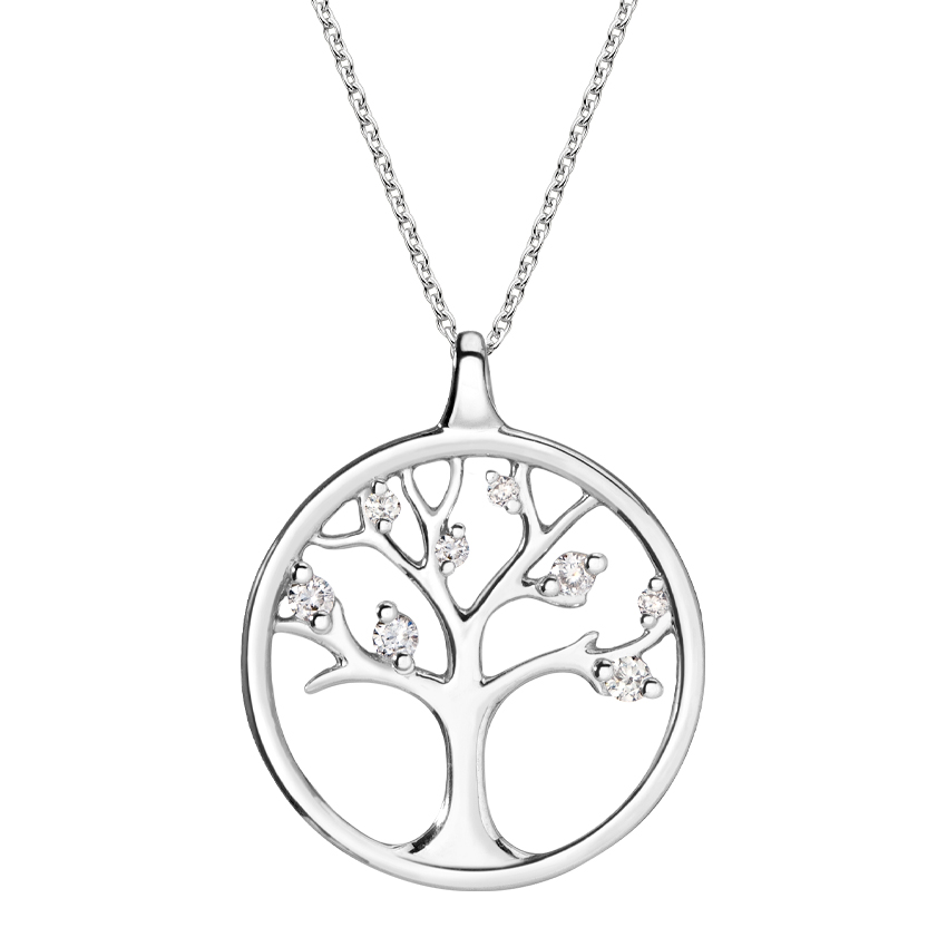 Jewel Zone US Tree of Life Pendant Necklace with Simulated Gemstone 14k Yellow Gold Over Sterling Silver 