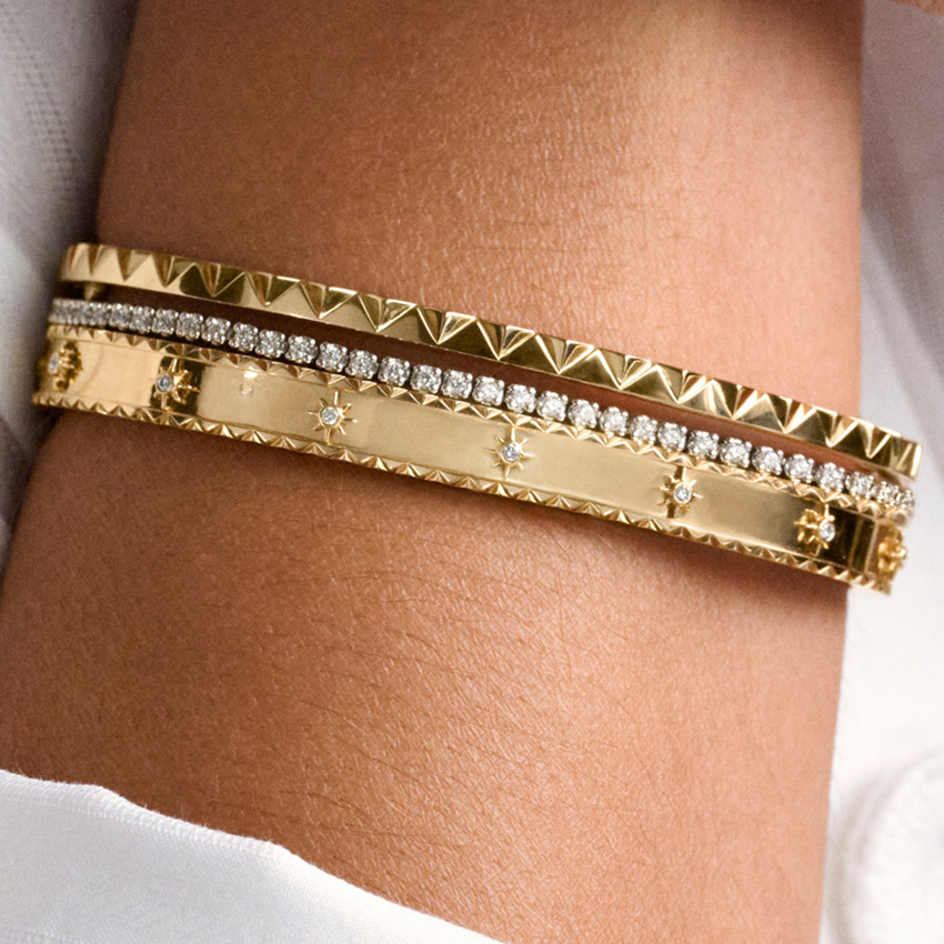 14K Yellow Gold Sol Starburst Diamond 6.5 in. Bracelet