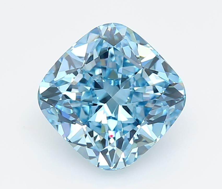 3.06 Ct. Fancy Vivid  Blue Cushion Lab Grown Diamond