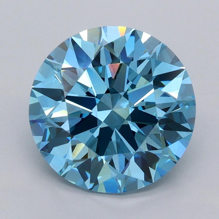 3.01 Ct. Fancy Vivid  Blue Round Lab Grown Diamond