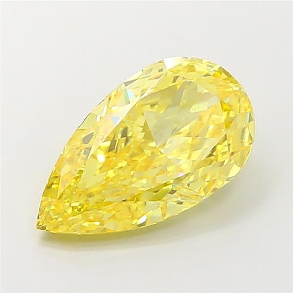 4.04 Ct. Fancy Vivid  Yellow Pear Lab Grown Diamond