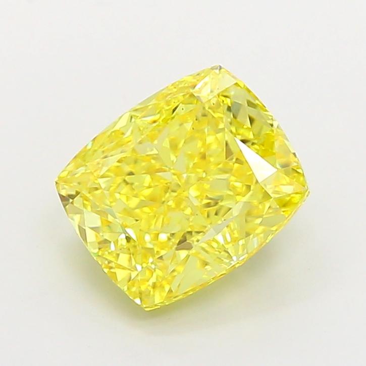 3.89 Ct. Fancy Vivid Yellow Cushion Lab Grown Diamond