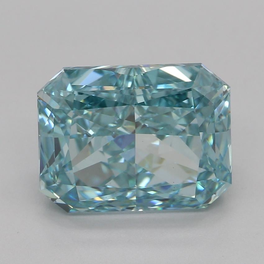 3.09 Ct. Fancy Vivid Greenish Blue Radiant Lab Grown Diamond