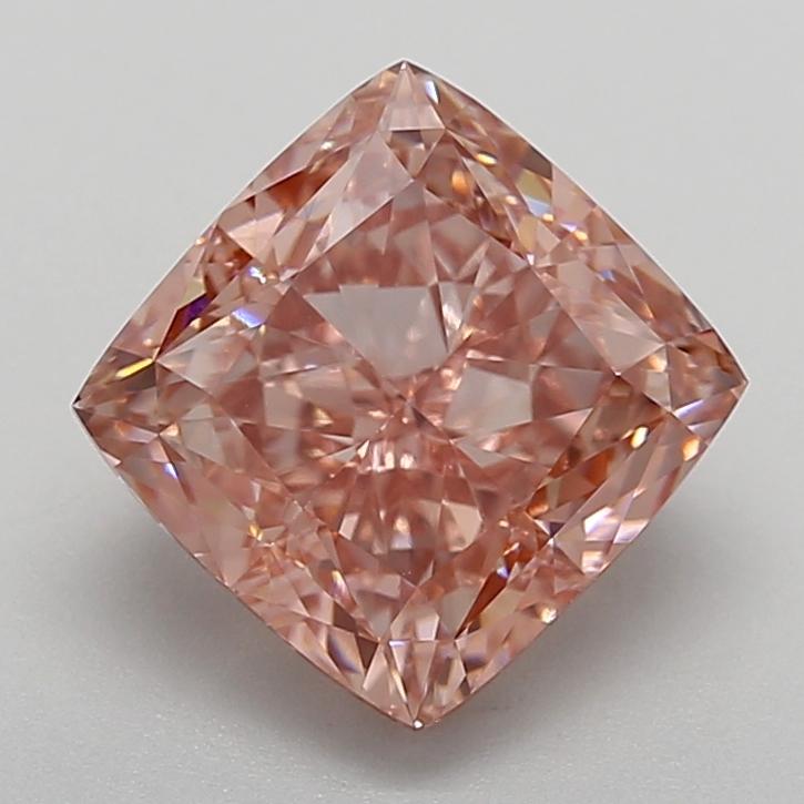 4.38 Ct. Fancy Vivid  Pink Cushion Lab Grown Diamond