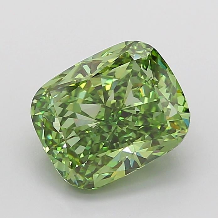 5.58 Ct. Fancy Vivid  Green Cushion Lab Grown Diamond