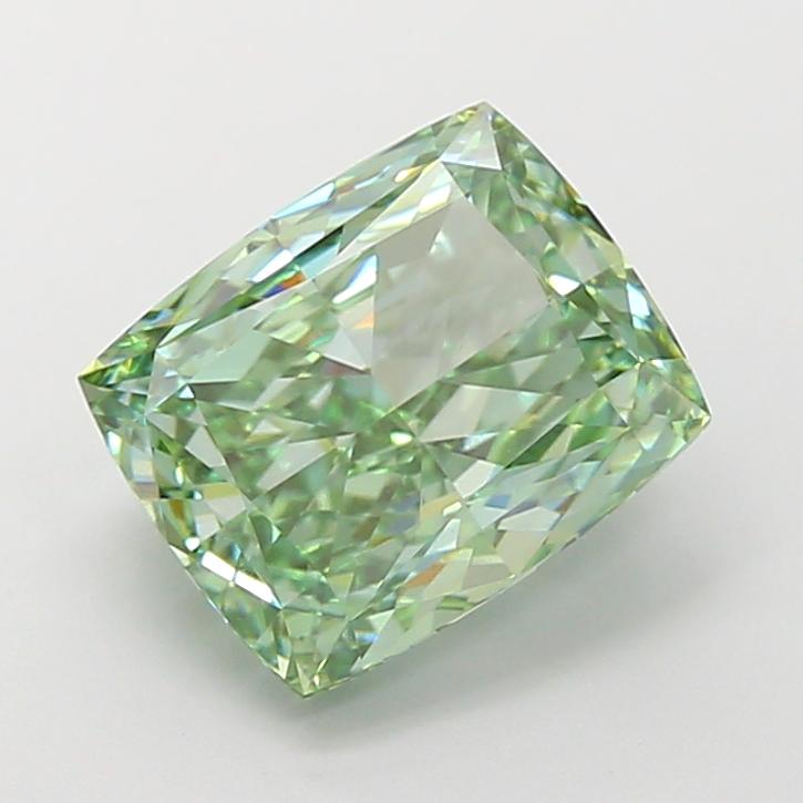 5.04 Ct. Fancy Vivid Green Cushion Lab Grown Diamond