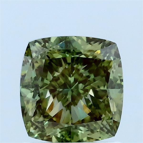 1.60 Ct. Fancy Vivid Green Cushion Lab Grown Diamond