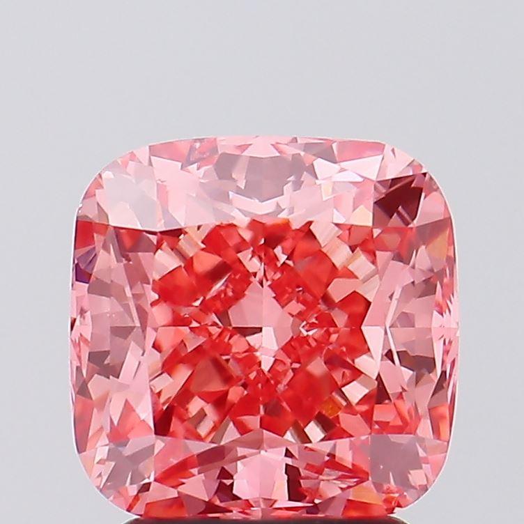 2.81 Ct. Fancy Vivid Pink Cushion Lab Grown Diamond