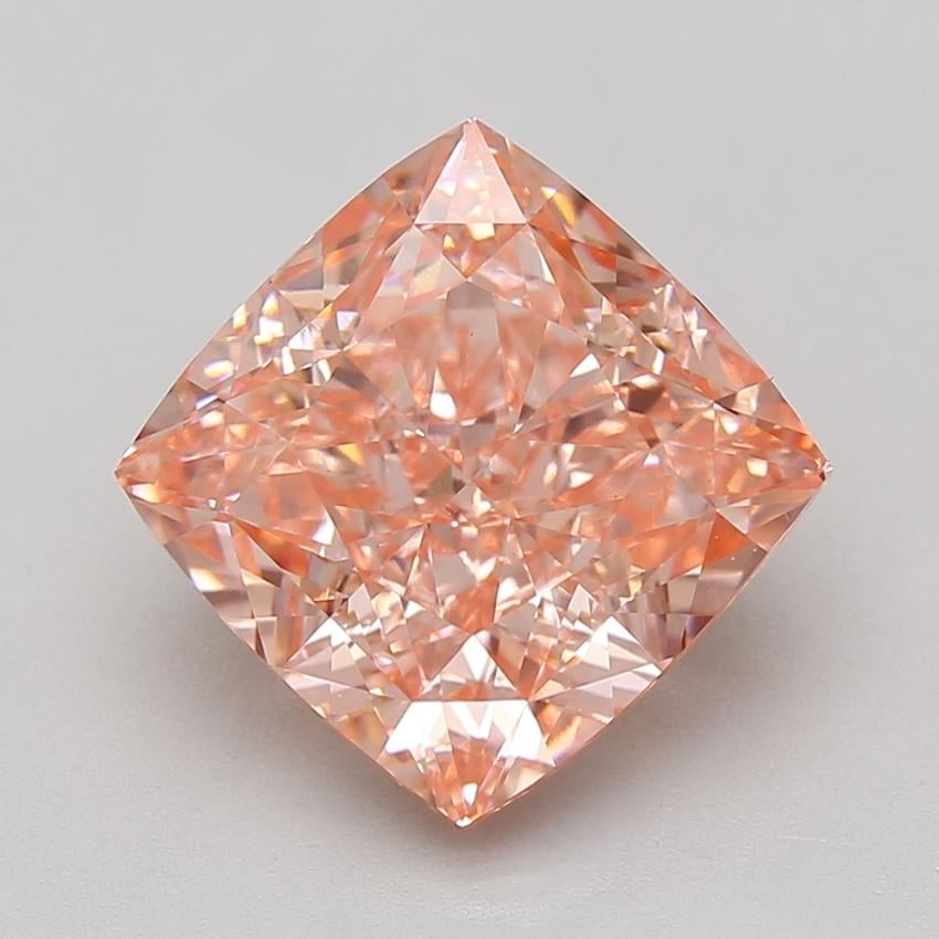 7.09 Ct. Fancy Vivid Pink Cushion Lab Grown Diamond