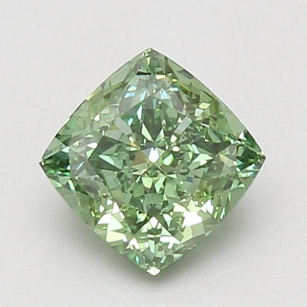 1.60 Ct. Fancy Vivid Green Cushion Lab Grown Diamond