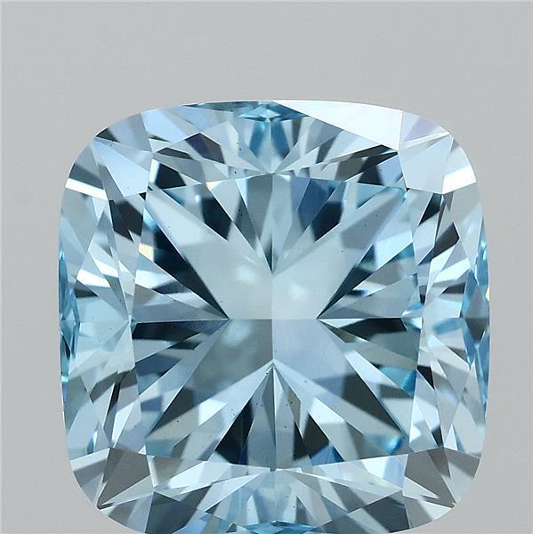 3.04 Ct. Fancy Vivid Blue Cushion Lab Grown Diamond