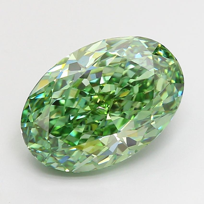 5.53 Ct. Fancy Vivid Green Oval Lab Grown Diamond