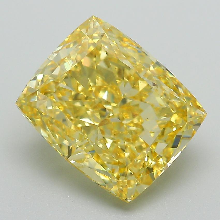 6.37 Ct. Fancy Vivid Yellow Cushion Lab Grown Diamond