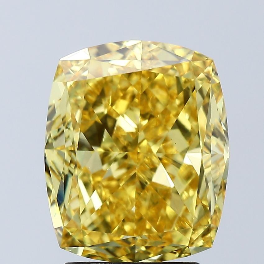 4.00 Ct. Fancy Vivid Yellow Cushion Lab Grown Diamond