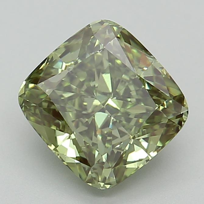 2.03 Ct. Fancy Vivid  Green Cushion Lab Grown Diamond
