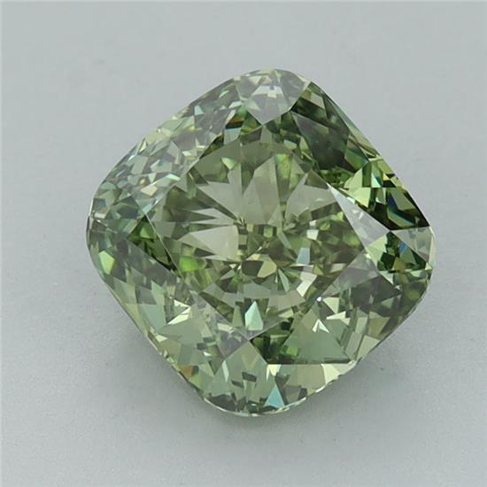 1.77 Ct. Fancy Vivid Green Cushion Lab Grown Diamond