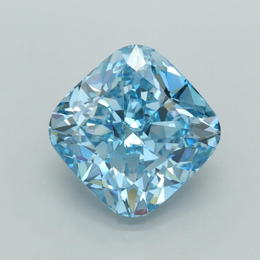 2.53 Ct. Fancy Vivid  Blue Cushion Lab Grown Diamond