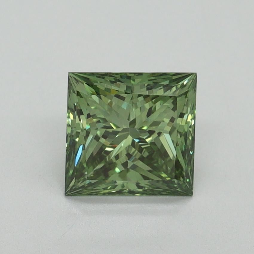 1.30 Ct. Fancy Vivid Green Princess Lab Grown Diamond