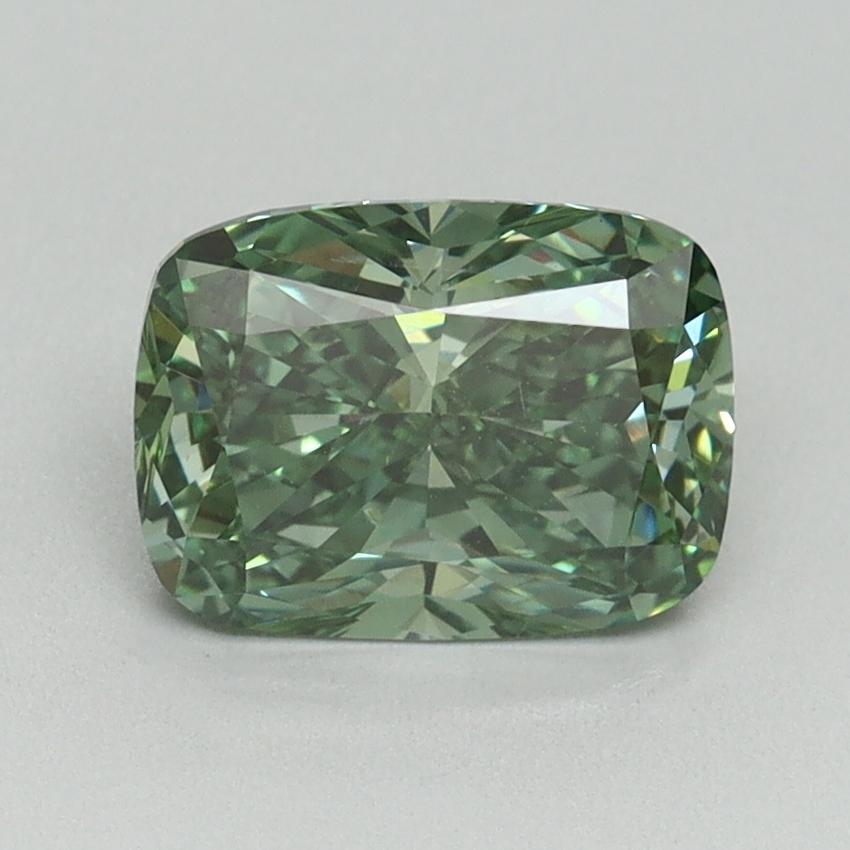 1.51 Ct. Fancy Vivid Green Cushion Lab Grown Diamond