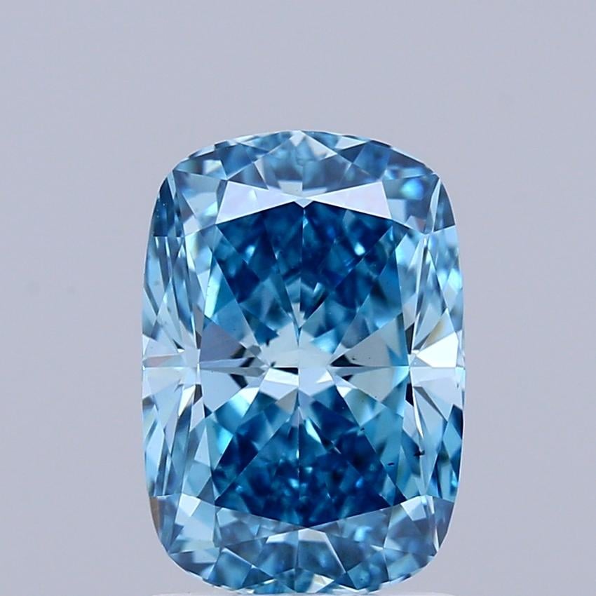 1.76 Ct. Fancy Vivid  Blue Cushion Lab Grown Diamond