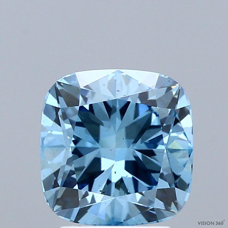 2.19 Ct. Fancy Vivid Blue Cushion Lab Grown Diamond
