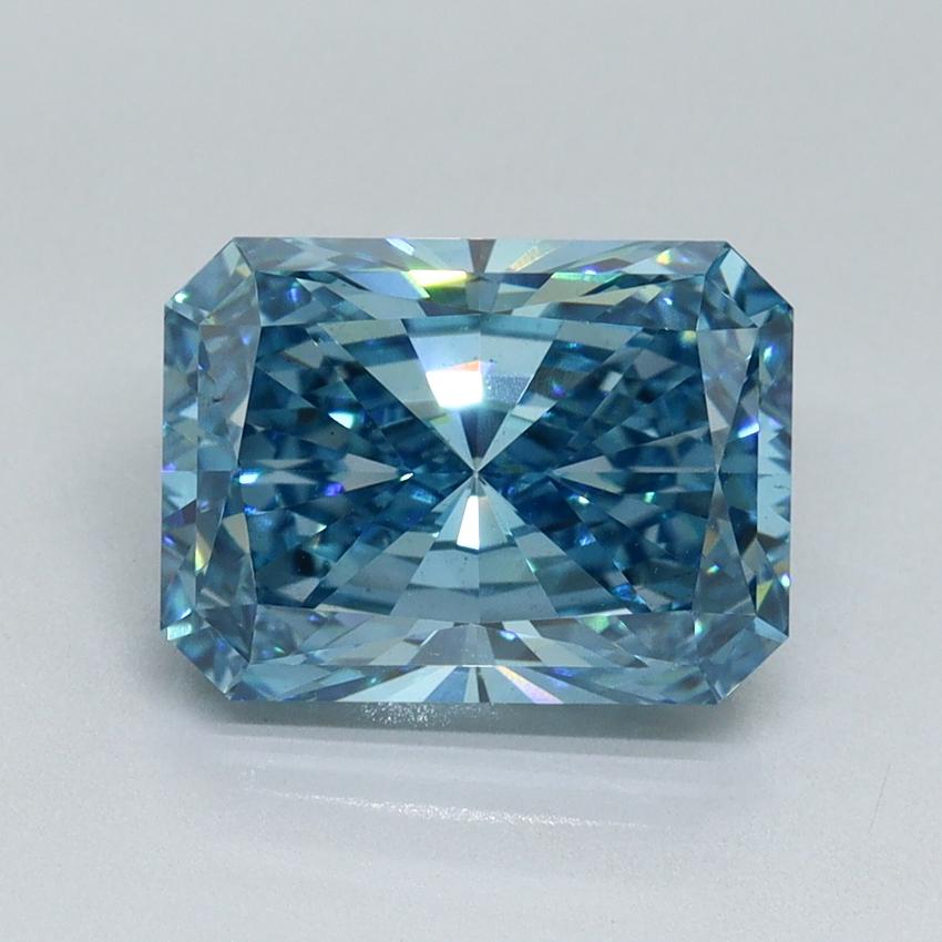 3.06 Ct. Fancy Vivid Malibu Blue Radiant Lab Grown Diamond