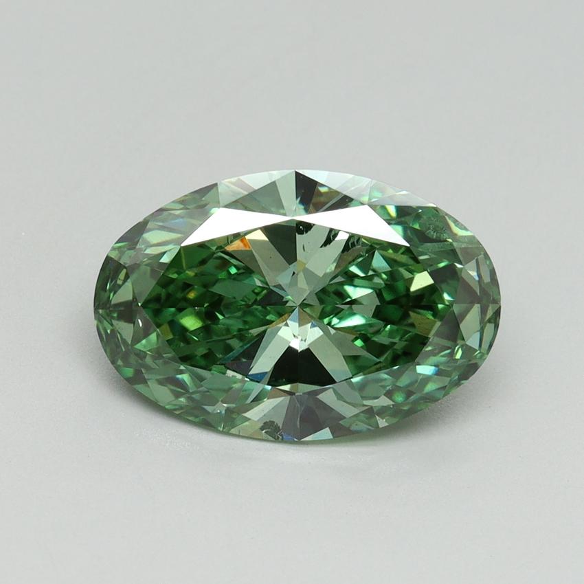 3.01 Ct. Fancy Vivid Green Oval Lab Grown Diamond