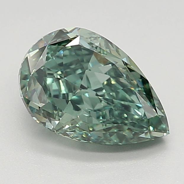 1.39 Ct. Fancy Vivid Bluish Green Pear Lab Grown Diamond