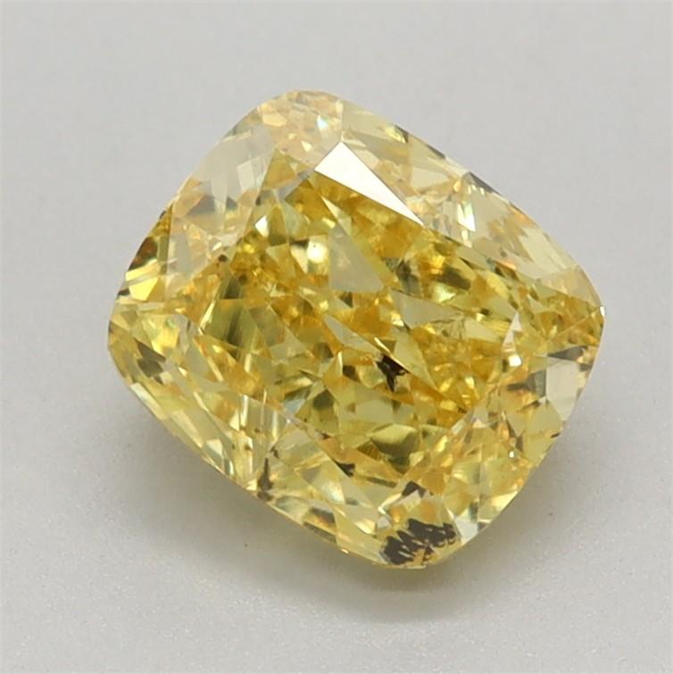 1.10 Ct. Fancy Vivid Yellow Cushion Lab Grown Diamond