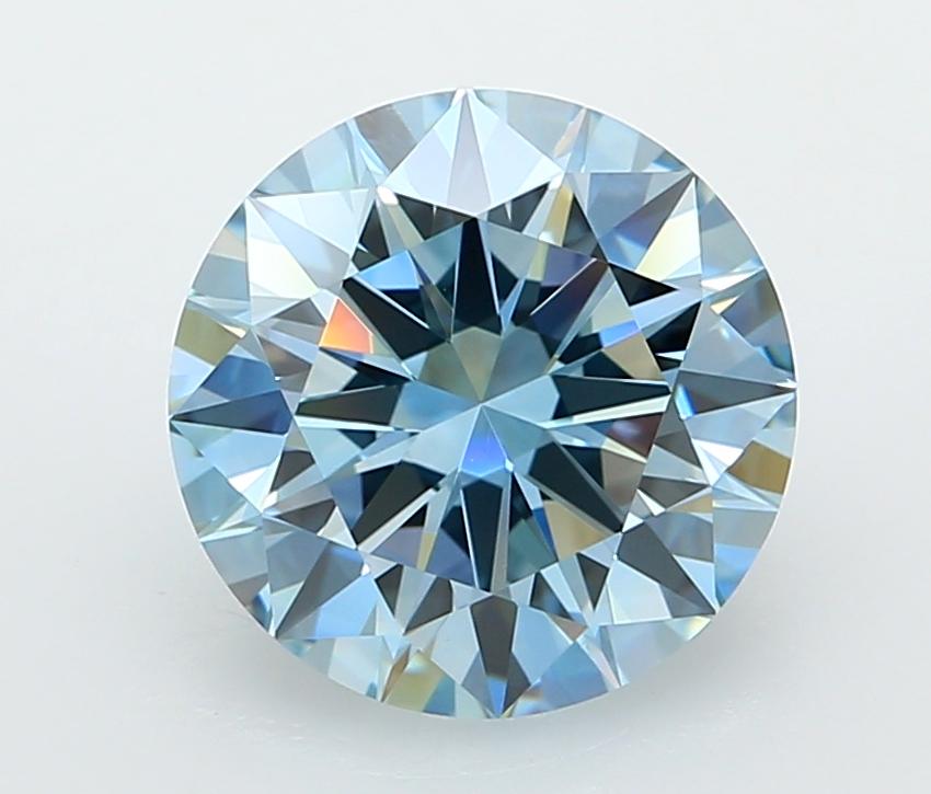 3.01 Ct. Fancy Vivid  Blue Round Lab Grown Diamond